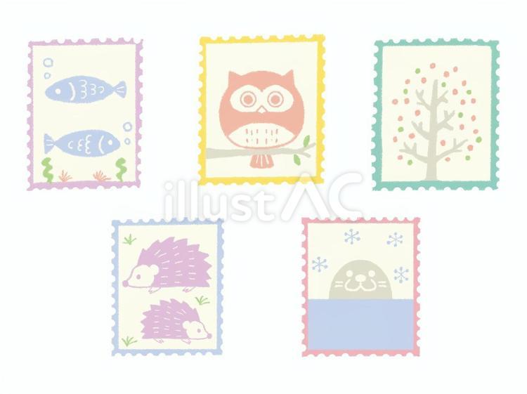 北欧テイストのかわいい切手 北欧,かわいい,切手のイラスト素材