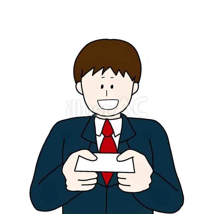 名刺を差し出す男性 男性,人物,シンプルのイラスト素材