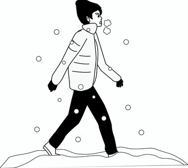 冬の歩行者 冬,雪,降る,歩行者,息,白い,人物,横向き,冬服,若いのイラスト素材
