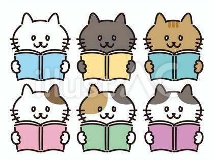 本を読む6種類の猫