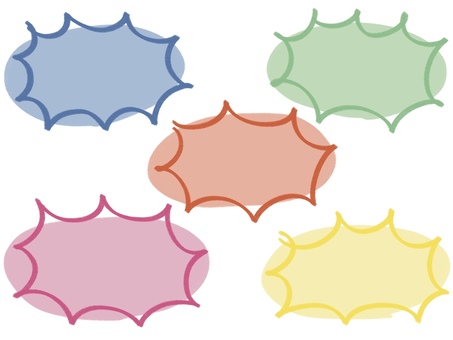 手描きカラフルふきだし ふきだし,セリフ,メッセージ,テキスト,会話,コミック,フレーム,テロップ,シンプル,手描きのイラスト素材