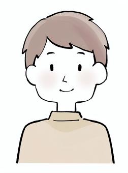 ハイネックを着た男性・上半身 男性,男子,かわいい,上半身,正面,普段着,笑顔,若い,カジュアル,私服のイラスト素材