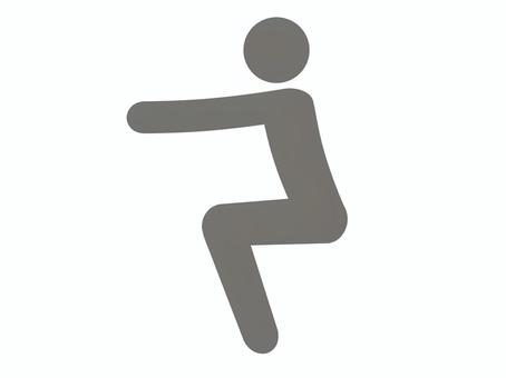 筋トレ：スクワットで足腰を鍛える人（灰） 人,人物,全身,ピクトグラム,スクワット,しゃがむ,踏ん張る,筋トレ,トレーニング,筋力のイラスト素材