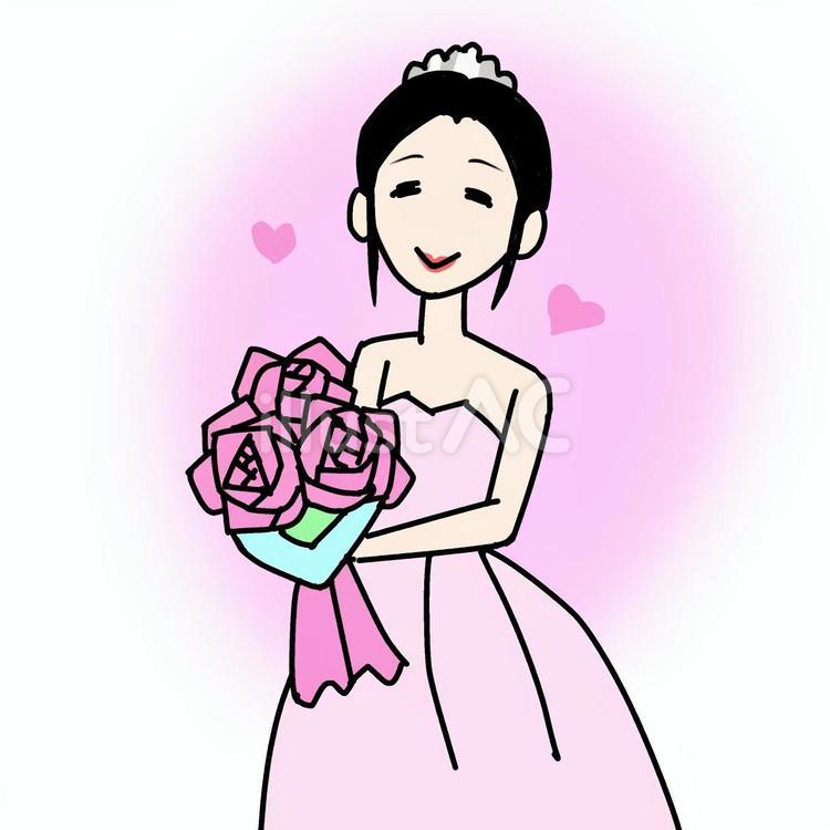 ウエディングドレスの花嫁 ウエディングドレス,花嫁,結婚のイラスト素材