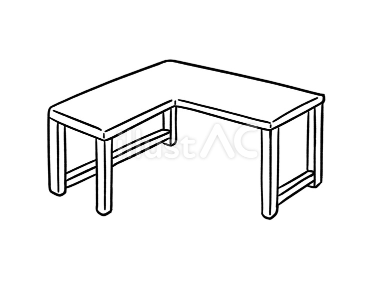 L字型デスク デスク,白,l字のイラスト素材