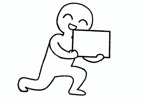 白紙のフリップを出す人 フリップ,ボード,パネル,白,人間,笑顔,掲げる,指示,カンペ,シンプルのイラスト素材