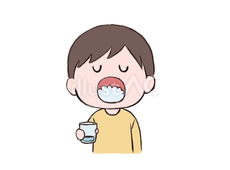 うがいをする男の子 うがい,男の子,コップのイラスト素材