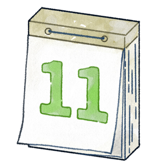 数字の11のカレンダー水彩イラスト カレンダー,日めくり,数字,11,11月,11日,水彩,手描き,シンプル,生活のイラスト素材
