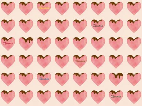 水彩ハートのバレンタインのパターン背景2