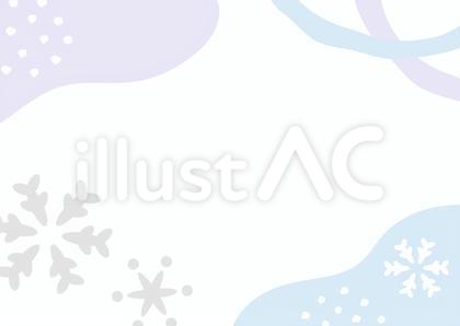 雪の結晶と手描きの曲線のフレーム背景02