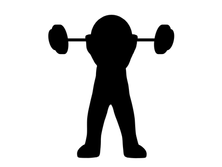 バーベルを持ち上げたシルエット シルエット,モノクロ,筋トレ,バーベル,ウェイトトレーニング,トレーニング,フィットネス,鍛錬,重量挙げ,ボディメイクのイラスト素材