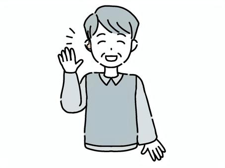 補聴器をつけた笑顔のおじいさん 補聴器,おじいさん,男性,耳,難聴,聴こえる,喜ぶ,ニコニコ,笑顔,年配のイラスト素材