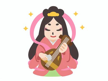 弁財天  弁財天,べんざいてん,七福神,神様,人,福の神,縁起,福,幸運,開運のイラスト素材