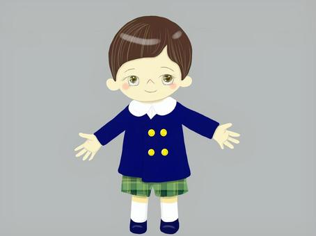 幼稚園生 幼稚園,子ども,制服,ブレザー,短パン,入園式,卒園式のイラスト素材