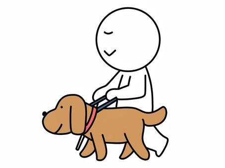 盲導犬と盲目の棒人間 盲導犬,棒人間,介助,犬,訓練犬,盲目,介護,福祉,杖,目のイラスト素材