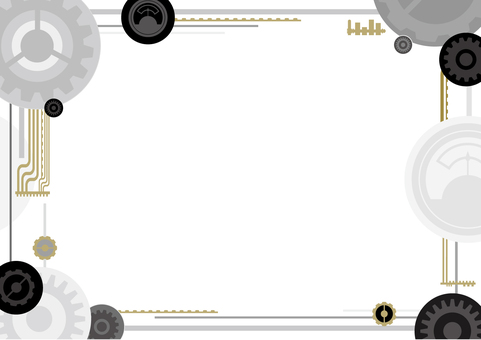 スチパン囲み_灰モダン スチームパンク,背景,白,ポップ,pop,フレーム,枠,飾り枠,柄,サイバーのイラスト素材