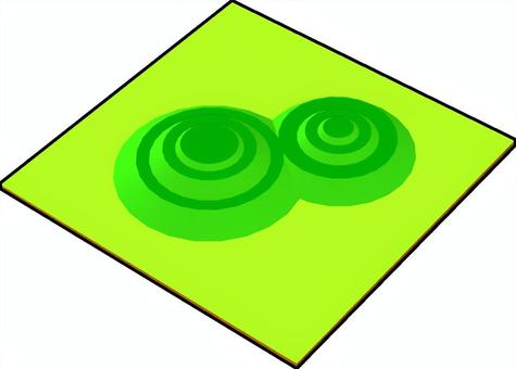 双円墳 考古学,遺跡,古墳,双円墳,黄緑色,蛍光色,3dcg,立体,デフォルメ,背景透過のイラスト素材