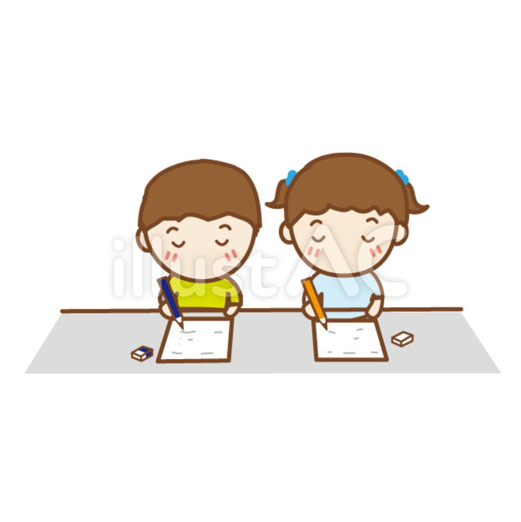 学習塾 塾,男の子,女の子のイラスト素材
