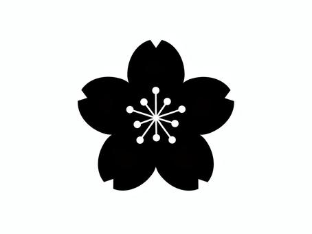 桜の花アイコン  桜,アイコン,花,モノクロ,黒,シルエット,白黒,シンプル,定番,ワンポイントのイラスト素材