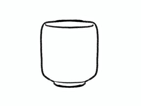 ゆるい湯飲みの線画 手描き,ゆるい,湯飲み,お茶,和風,落書き,背景透過,素材,線画,シンプルのイラスト素材