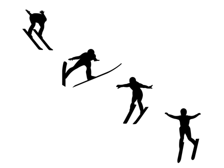 スキージャンプ スキージャンプ,セット,競技,種目,ウインタースポーツ,運動,冬,迫力,ダイナミック,人のイラスト素材