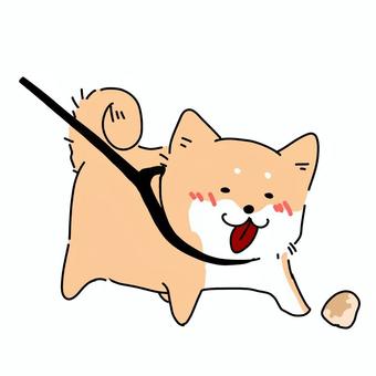 拾い食いしようとする犬 犬,動物,かわいい,手書き,散歩のイラスト素材