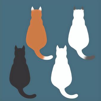 Illustration, simple, rear view, cat, 