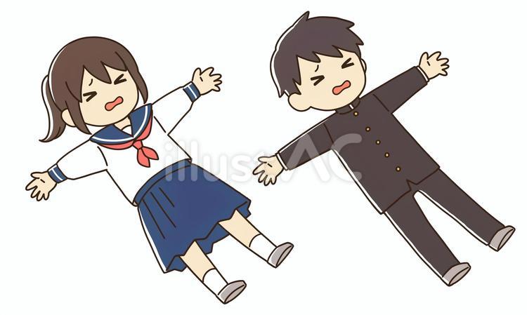 寝転ぶ学生2 中学生,高校生,男の子のイラスト素材
