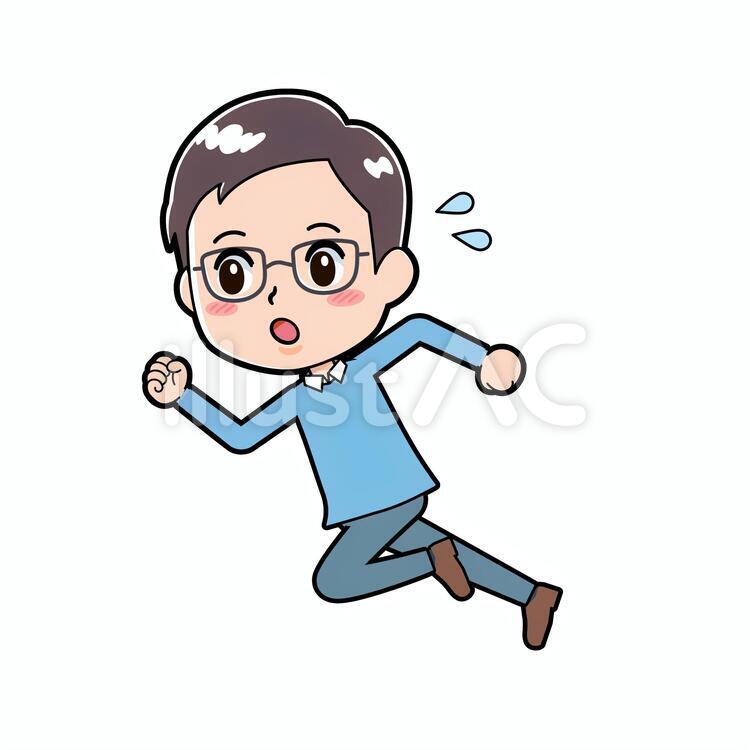 眼鏡お父さん男性　ダッシュ お父さん,男性,人物のイラスト素材