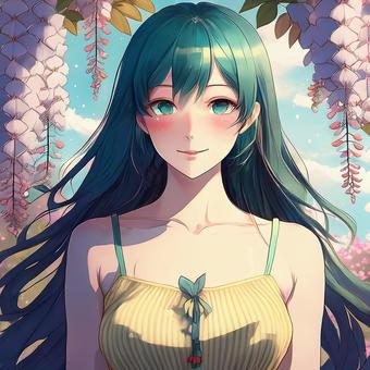 藤の花に囲まれて