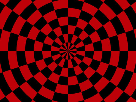 円形のチェック柄の背景（赤黒） 赤,黒,チェック,柄,背景,市松模様,格子模様,格子柄,円形,マス目のイラスト素材