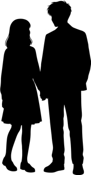 高校生カップルのシルエット 高校生,カップル,恋愛,学生,恋人,制服,デート,若者,青春,放課後のイラスト素材