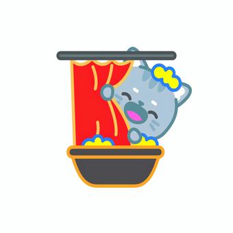 Illustration, cat, bath, bath time, 