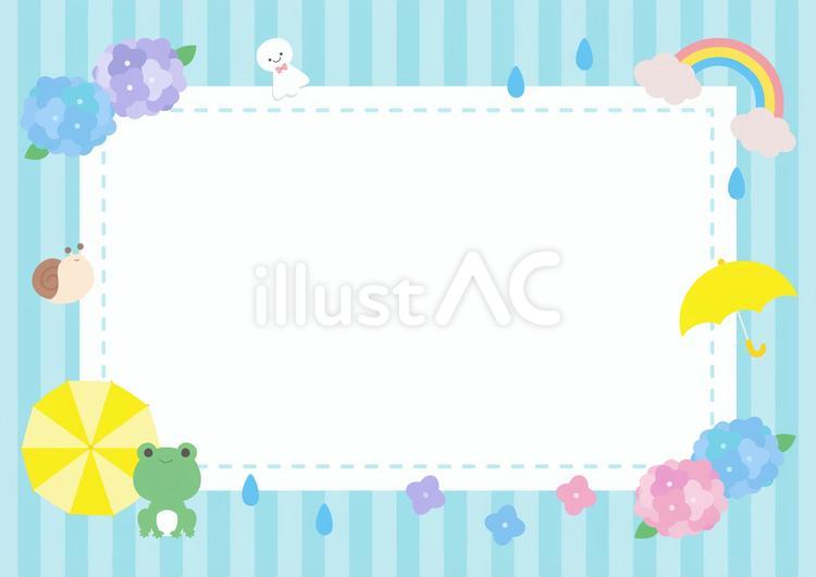 かわいい梅雨のフレーム01 梅雨,あじさい,フレームのイラスト素材