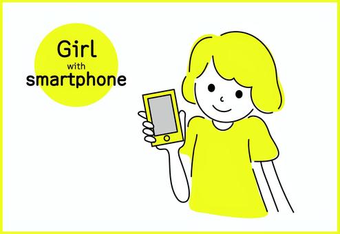 スマホ女子1 スマホ,スマートフォン,女の子,女子,シンプル,かわいい,おしゃれ,案内のイラスト素材