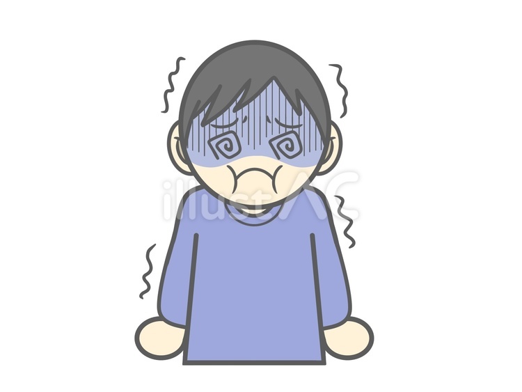 吐きそうな男の子 こみあげる,吐き気,体調不良のイラスト素材