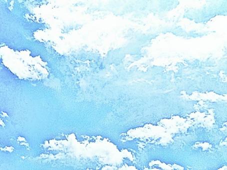 青空と白い雲の背景壁紙素材 空,青空,夏空,夏,雲,背景,青,白,テクスチャ,そらのイラスト素材