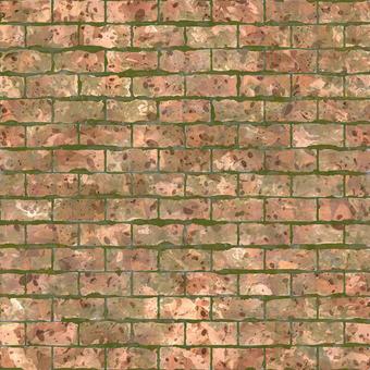 苔と古いレンガの壁 レンガ,壁,テクスチャ,パターン,ひび割れ,屋外,風化,3d,cg,苔のイラスト素材