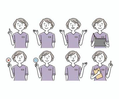 医療従事者_女性_上半身01 医療従事者,看護師,女性,医療,医療スタッフ,ナース,指差し,ワンポイント,説明,手差しのイラスト素材