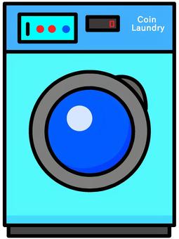 コインランドリー 電化製品,洗濯機,ドラム式洗濯機,コインランドリー,水色,蛍光色,デフォルメ,背景透過,全自動洗濯機,業務用のイラスト素材