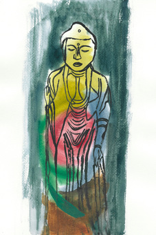 仏像2 仏,禅,オーラ,スピリチュアル,水彩アートのイラスト素材