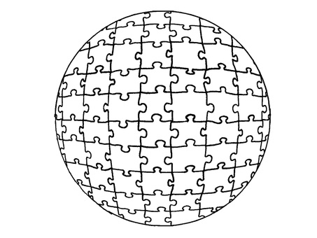 円のパズルの線画 円,パズル,線画,模様,柄,線,ゲーム,組み合わせ,はめ込み,pop調のイラスト素材