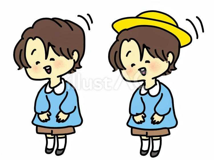 ぺこりとお辞儀をする男の子　青 お辞儀,挨拶,幼稚園のイラスト素材