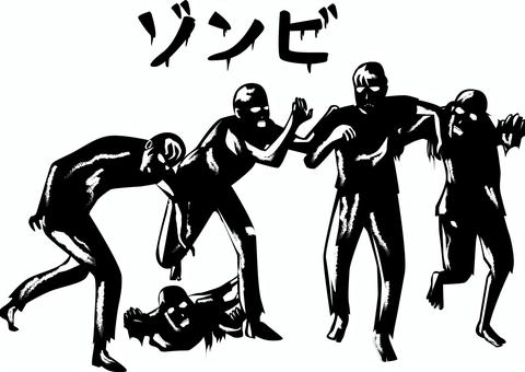 ゾンビ集団 ゾンビ,集団,複数,恐怖,ホラー,映画,死体,動く,襲う,シルエットのイラスト素材