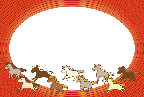 「馬九行久」年賀フレーム（赤・列）