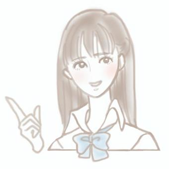 説明する女子高生　シンプル 女子高生,美人,かわいい,若い,おしゃれ,綺麗,10代,学生,生徒,青春のイラスト素材