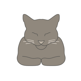 猫　香箱座り 猫,動物,家猫,茶色,ひげ,おすわり,香箱座り,眠りのイラスト素材