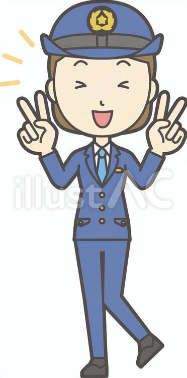  女性警察官-012-全身 女性,警察,人のイラスト素材