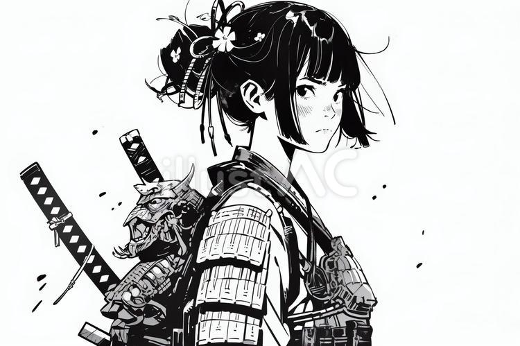 女の子の侍 侍,武士,和風のイラスト素材