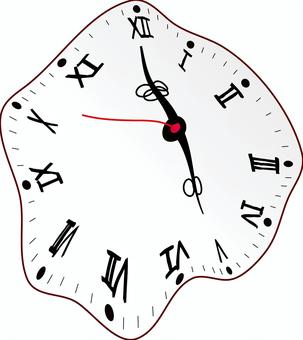時計変形 時計,変形,溶ける,不思議,時間,英字,秒針,17時のイラスト素材